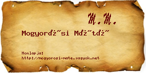 Mogyorósi Máté névjegykártya